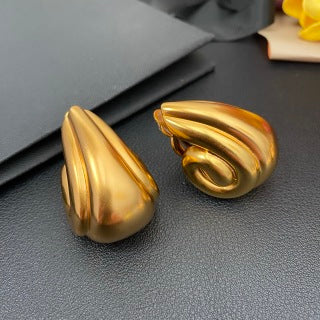YSL Fluid Gold Teardrop Sculptural Earrings
