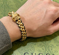 Gucci Interlocking G Lion Head Woven Chain Bracelet